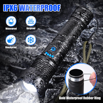 Foleto 100000 Lumen Rechargeable Tactical Flashlight
