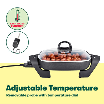 BELLA Nonstick Electric Skillet with Glass Lid