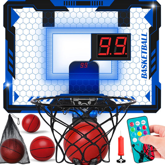 Indoor Basketball Hoop with LED Light and Scoreboard