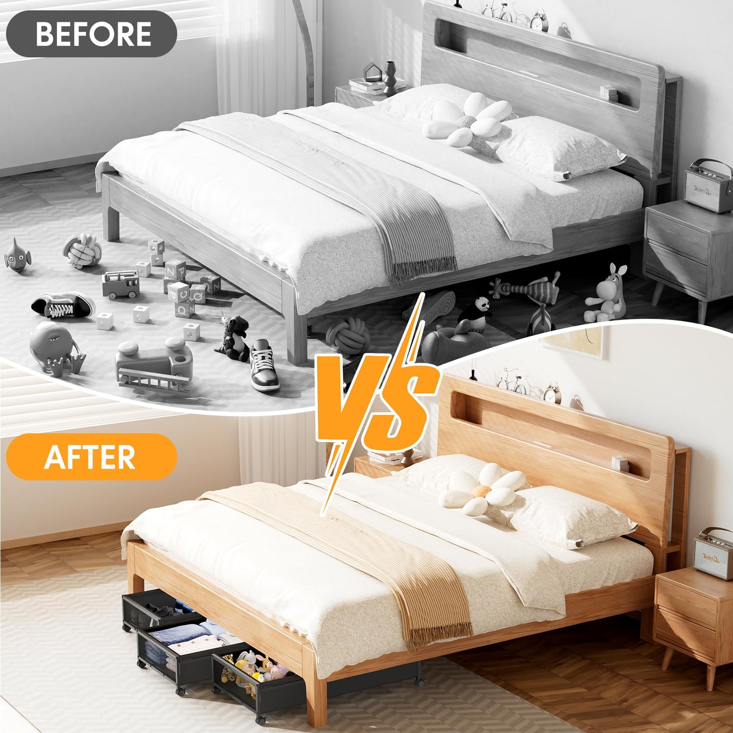 Under Bed Storage Containers with Wheels - 1 Pack