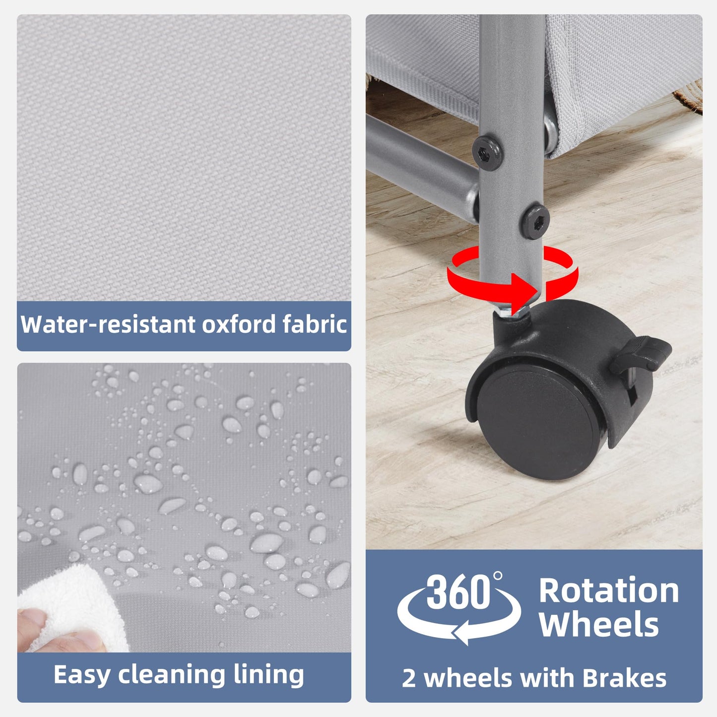 Rolling Laundry Hamper with Lid and Wheels