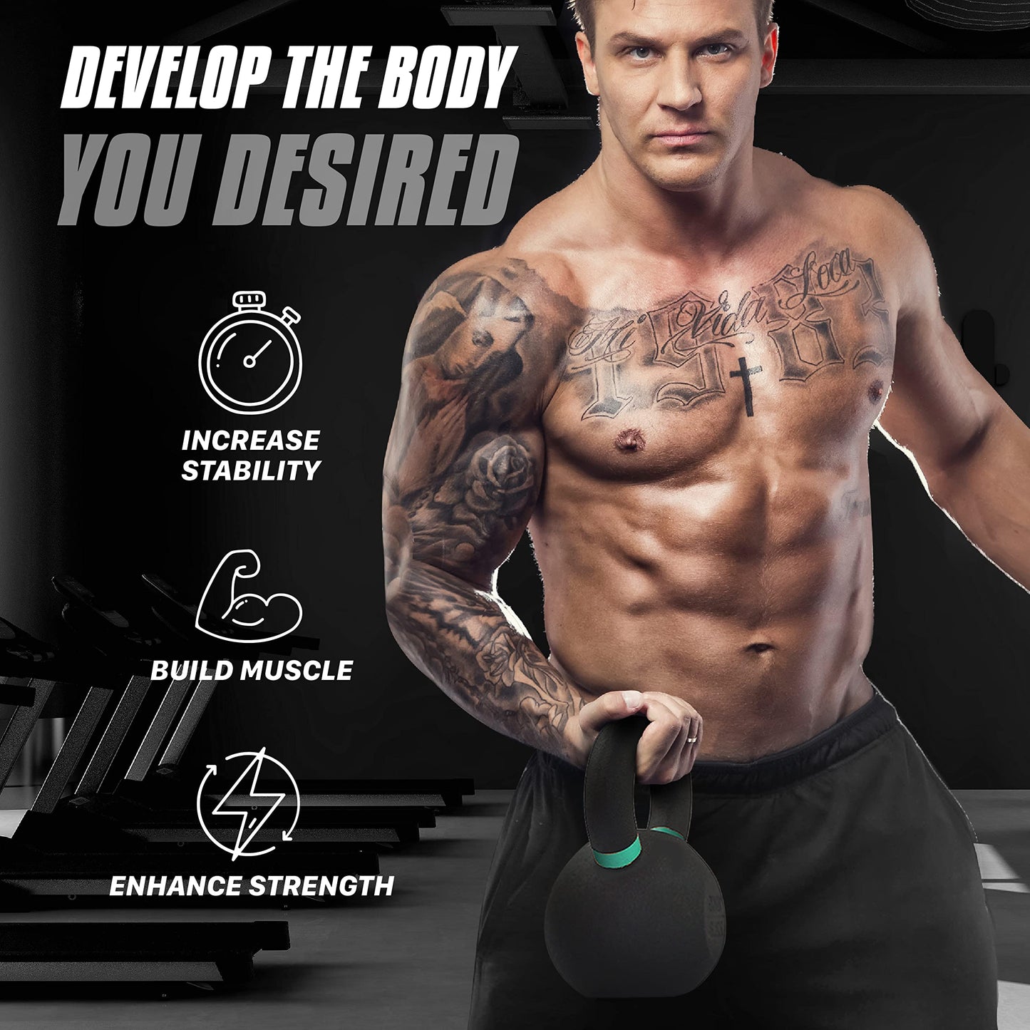 20 KG Yes4All Cast Iron Kettlebell with Handle
