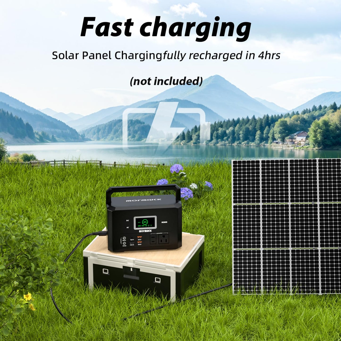 200W Portable Power Station (400W Peak), mormluck 118Wh Solar Generators with 110V/200W AC Outlet（NO SOLAR PANEL）, 32000mAh Lithium Battery for Home Backup, Outdoor Adventures, and RV Emergencies