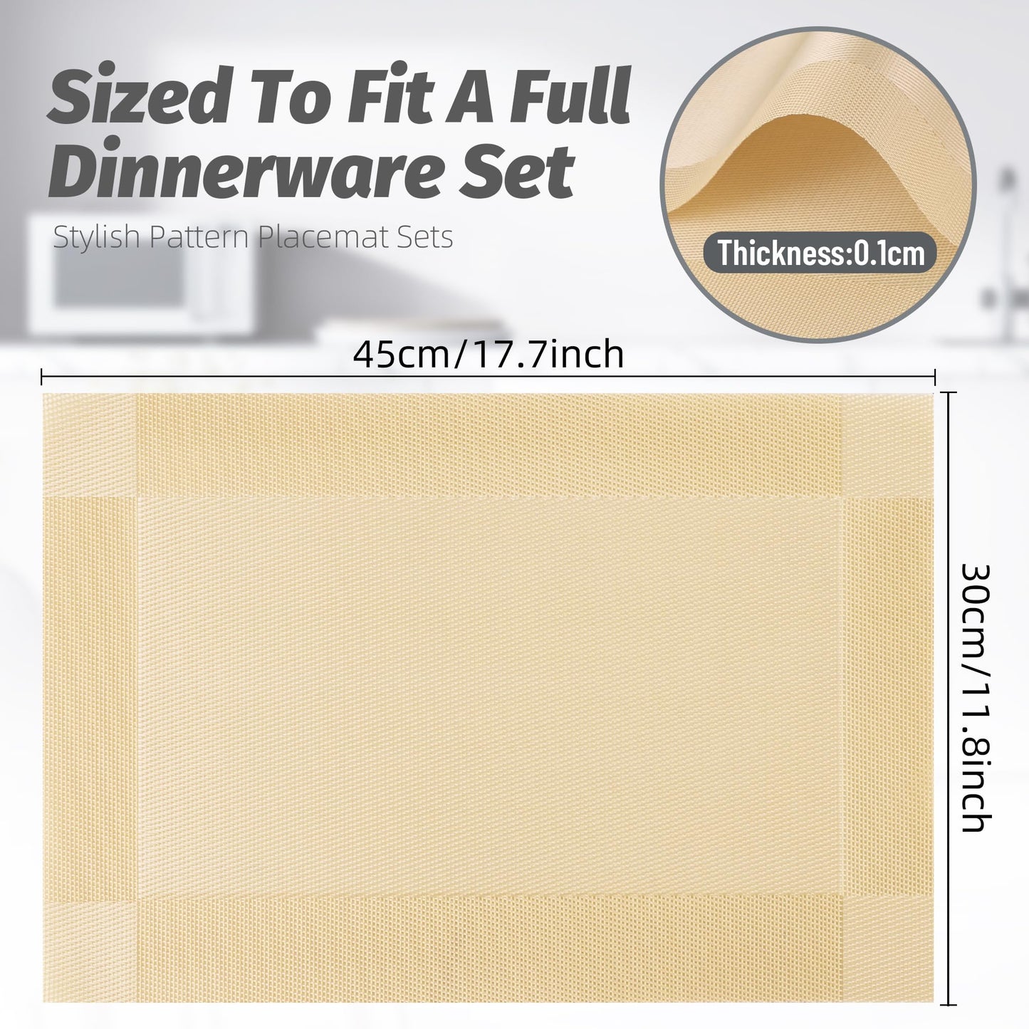 Gold Woven Placemats Set of 6 for Dining