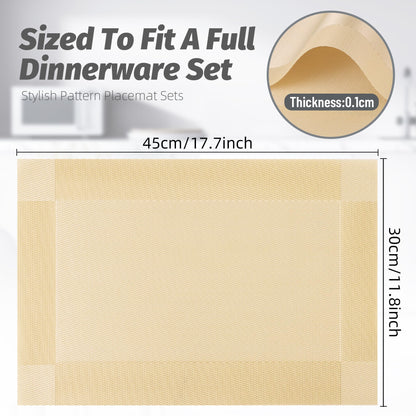 Gold Woven Placemats Set of 6 for Dining