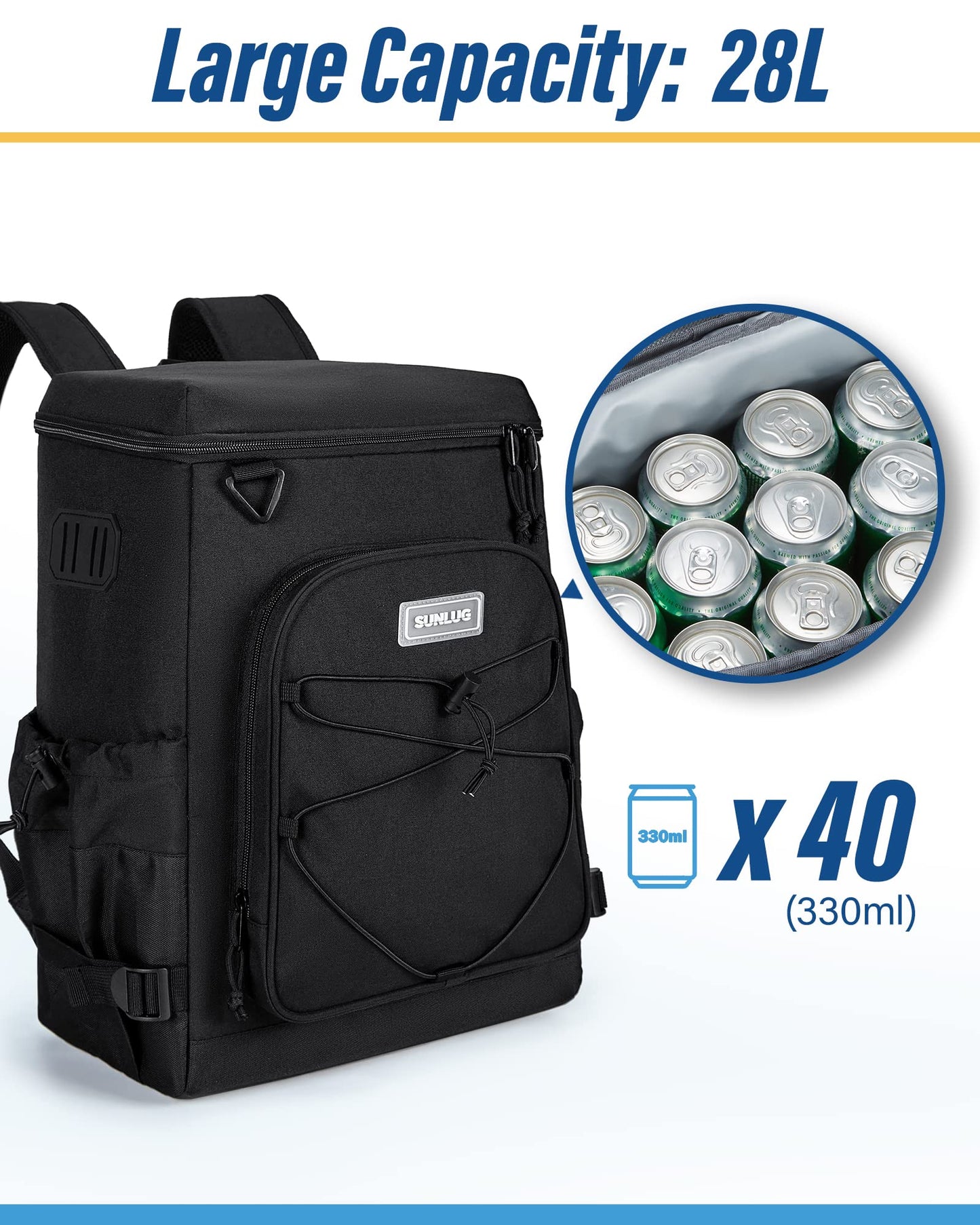 SUNLUG Backpack Cooler 40 Cans Leakproof Insulated Cooler Backpack Large Capacity for Men Women to Picnics, Camping, BBQ
