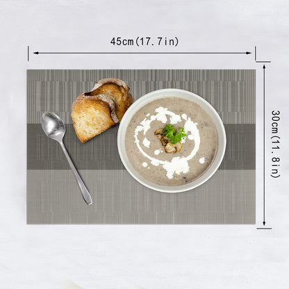 HeloHo Gradient Dark and Light Gray Placemats Set of 6, Washable Placemats Vinyl Woven Table Mats Wipeable Placemat for Kitchen Dining Table Decoration Indoor Outdoor