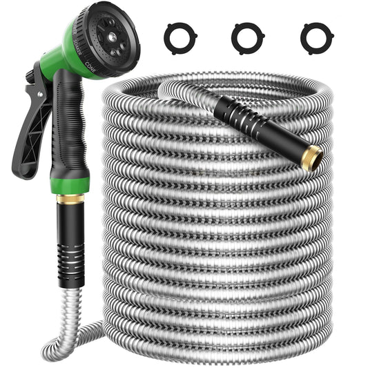 EONFAY 50ft Stainless Steel Garden Hose with Nozzle