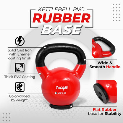 Yes4All 30LB Vinyl Kettlebell for Strength Training
