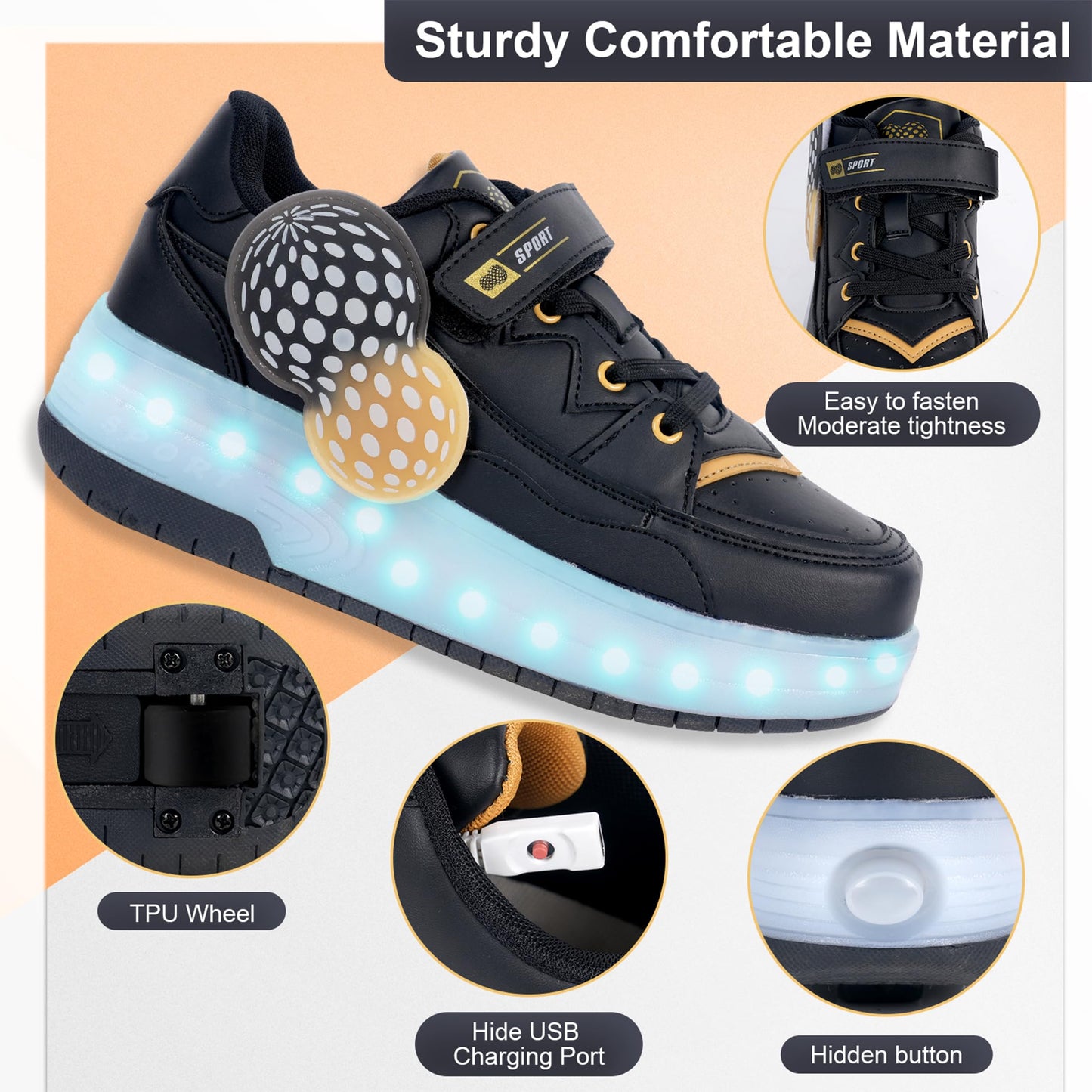 Pairobin 2-in-1 Kids Roller Skate Shoes