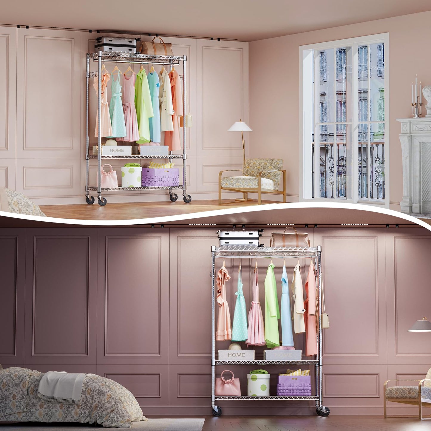 3-Tier Heavy Duty Garment Rack with Wheels