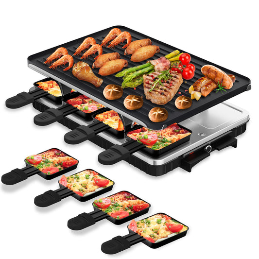 Electric Raclette Grill with 8 Warming Trays