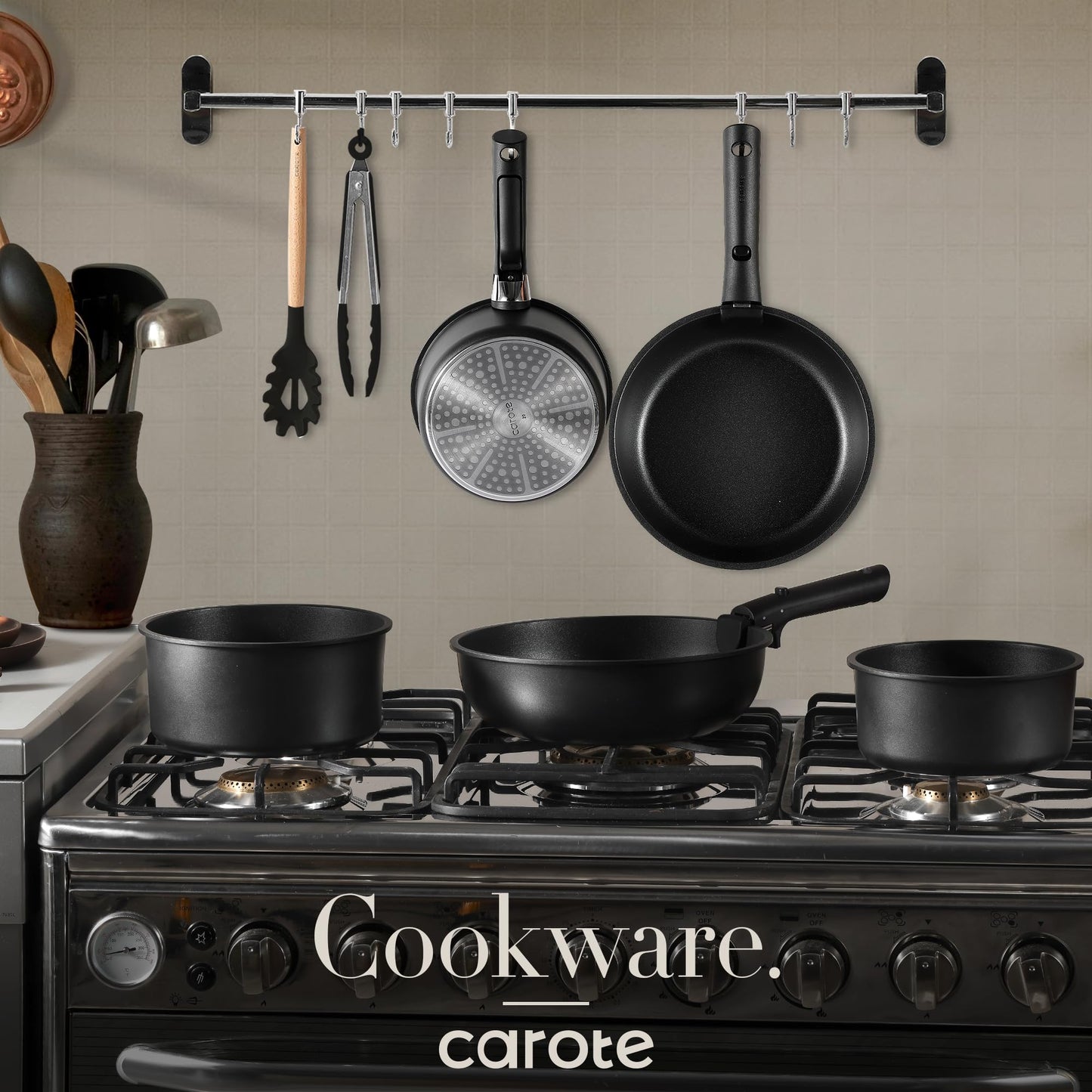 Nonstick Cookware Set with Detachable Handle