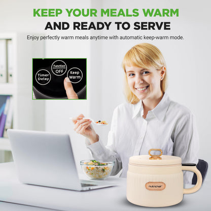 NutriChef 1.6 QT Electric Rice Cooker & Lunch Maker