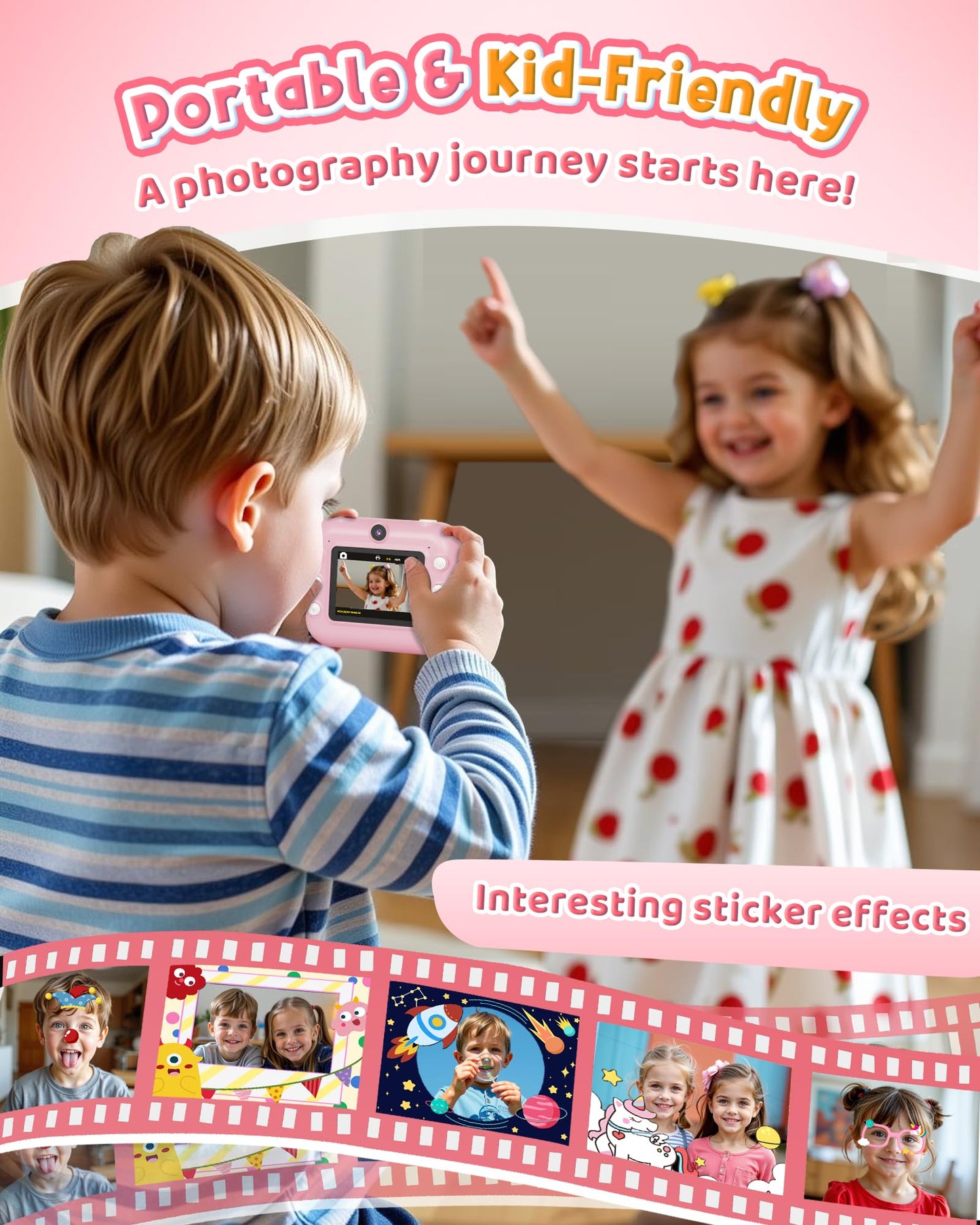 Kids Dual Lens Instant Camera for Ages 3-12