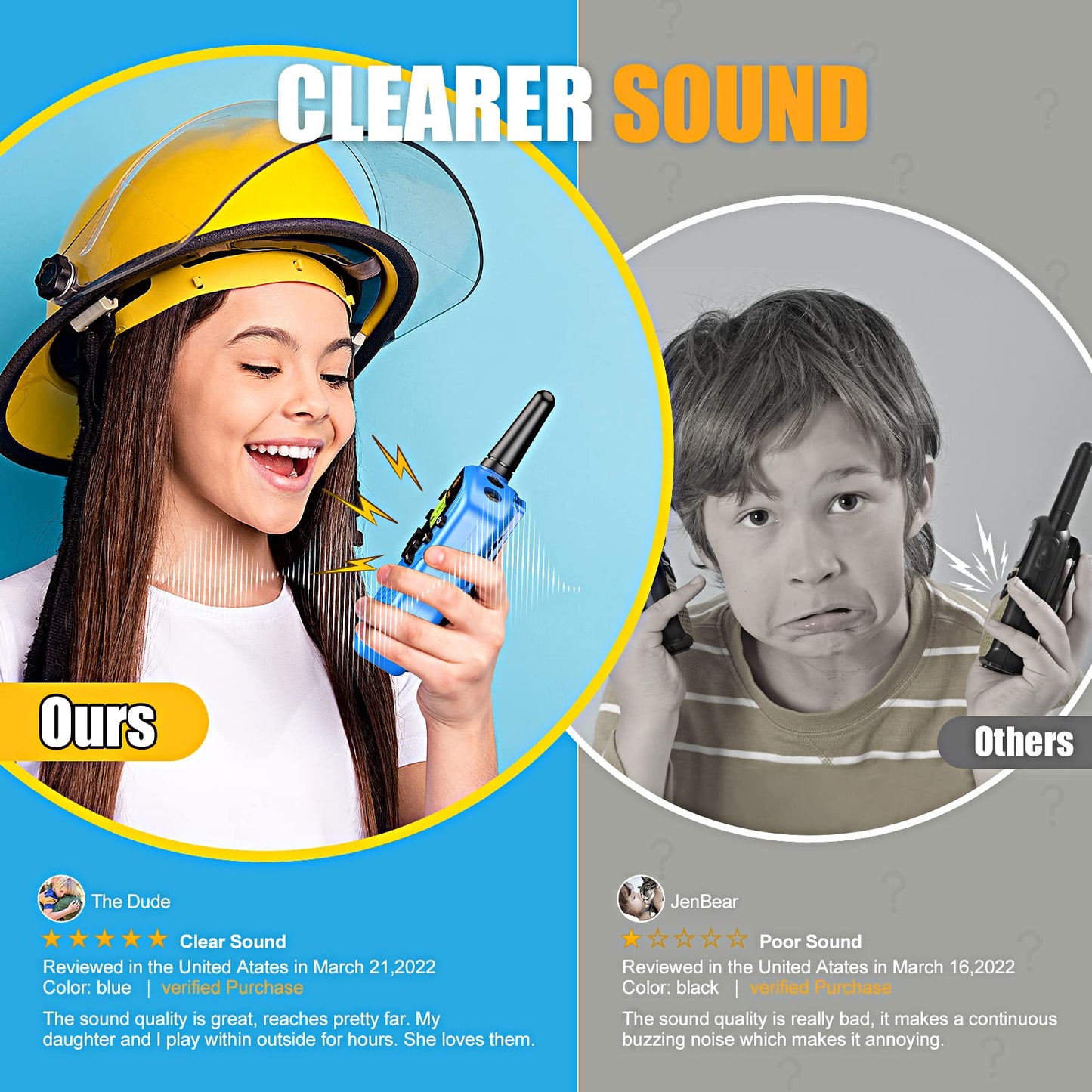 Walkie Talkies for Kids 2 Pack: Long Range Kids Blue Walkie Talkies for Boys Birthday Gifts Kids Outdoor Toys for 3 4 5 6 7 8 9 Year Old Boy Kid Gift Toy Age 3-12 Camping Hiking