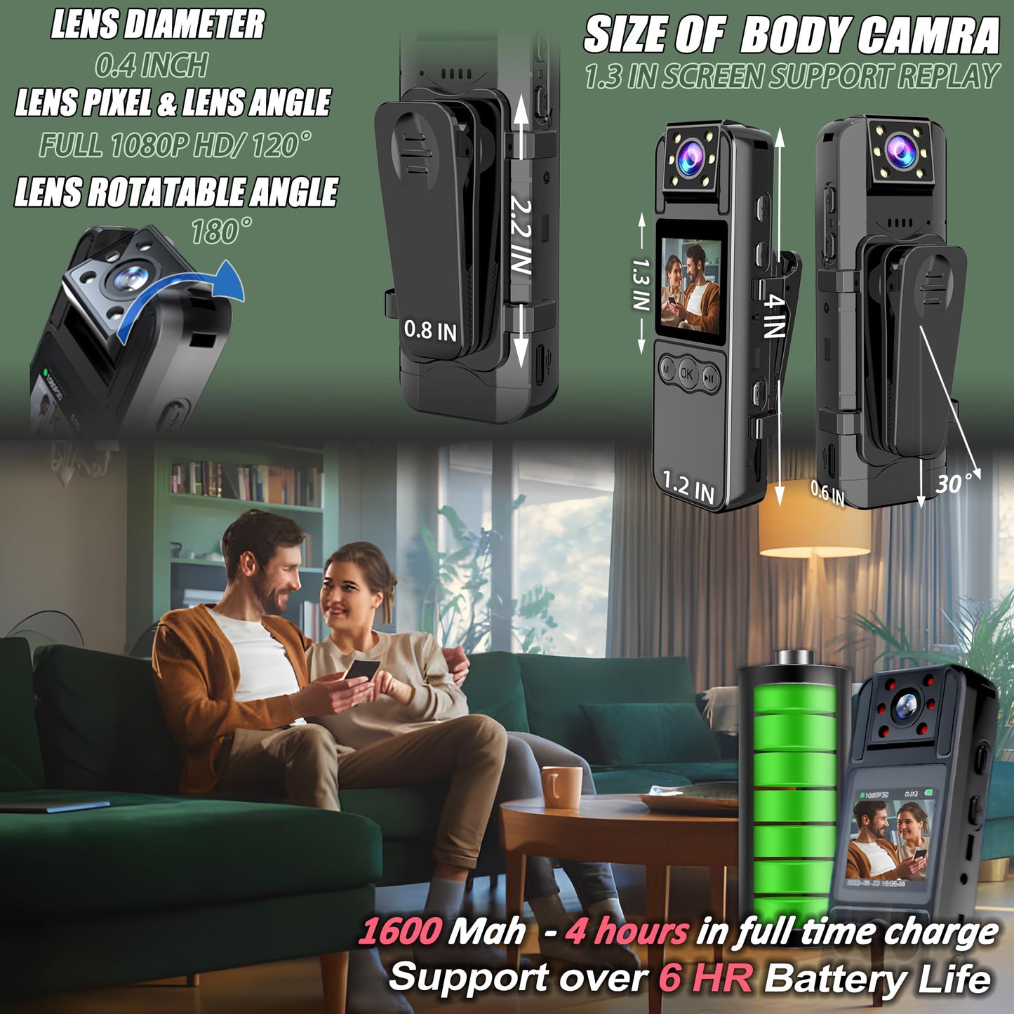 1080P Body Camera with Audio & Night Vision