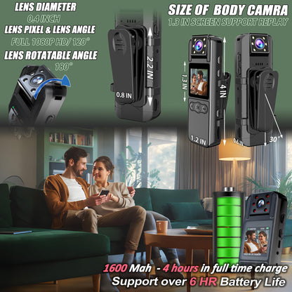 1080P Body Camera with Audio & Night Vision