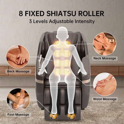 Real Relax 2024 Massage Chair, Full Body Massage Zero Gravity Mode, with Foot Massage, Bluetooth, LCD, Waist Heater, Brown