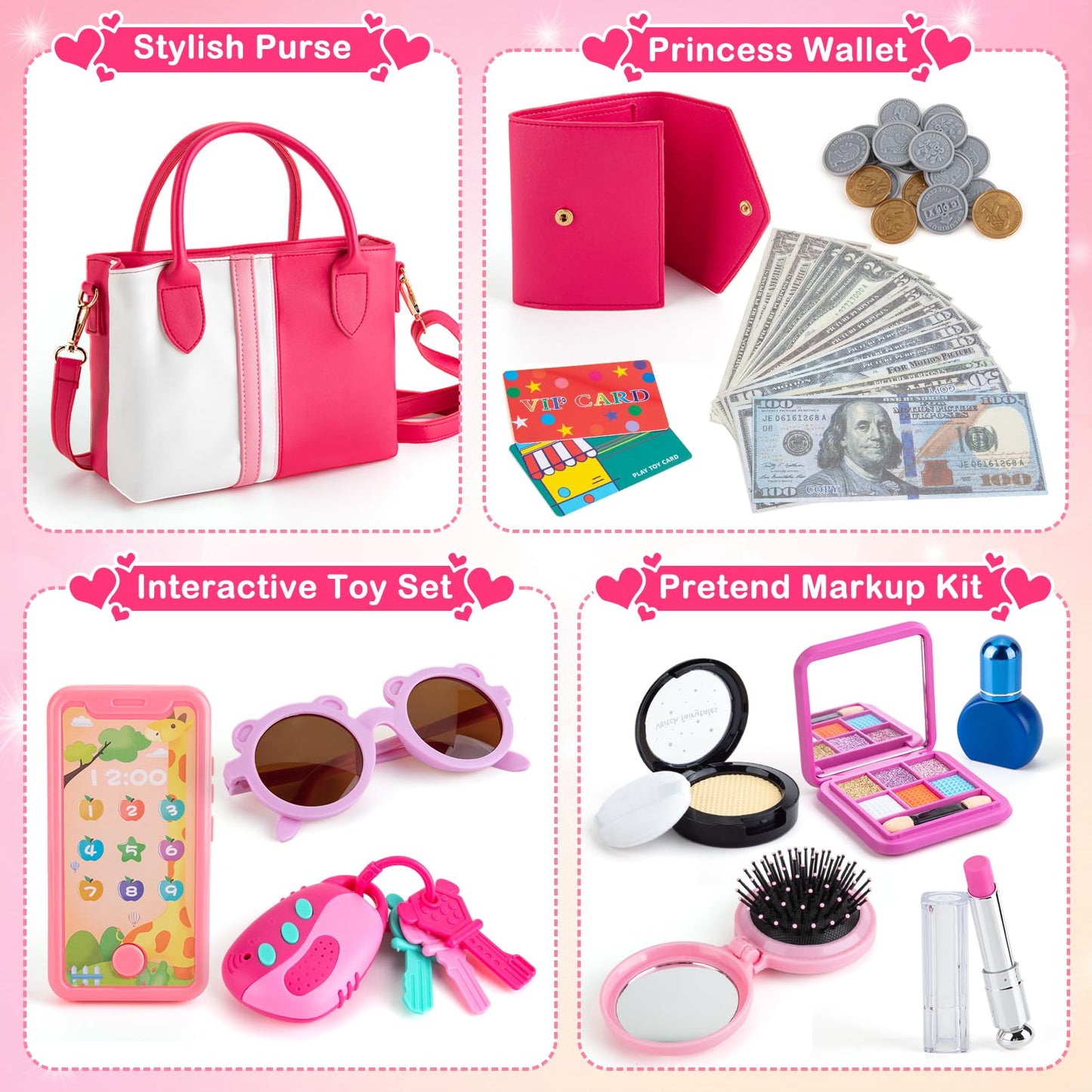 Play Purse Set for Little Girls - Toy Accessories