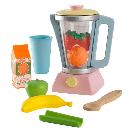 KidKraft Wooden Smoothie Set, 12 Pieces, Pastel Colors, Children's Pretend Food Toy, Gift for Ages 3+