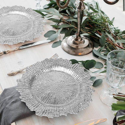 Silver Charger Plates Set of 6: Chargers for Dinner Plates for Thanksgiving and Christmas,Wedding, Party, Birthday and Holiday Event Supplies