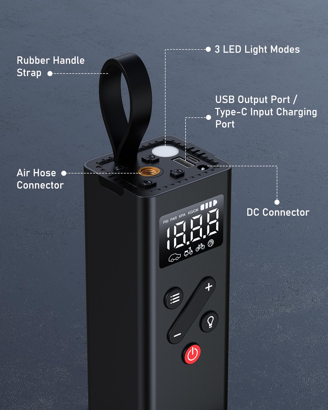 Portable Tire Inflator with Digital Pressure Gauge