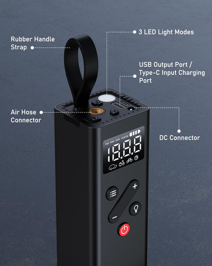 Portable Tire Inflator with Digital Pressure Gauge