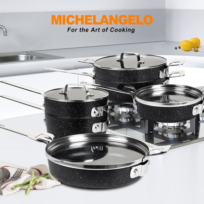 MICHELANGELO Stackable Nonstick Cookware Set - 10 Piece