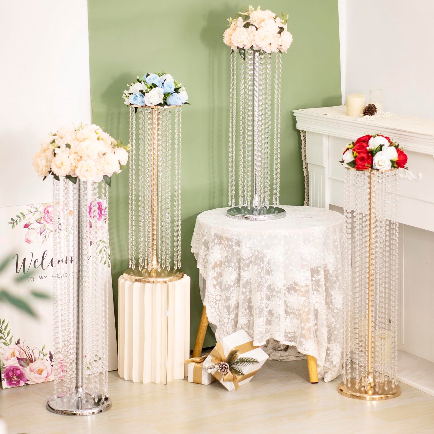 Gold Flower Stand Vases for Wedding Centerpieces