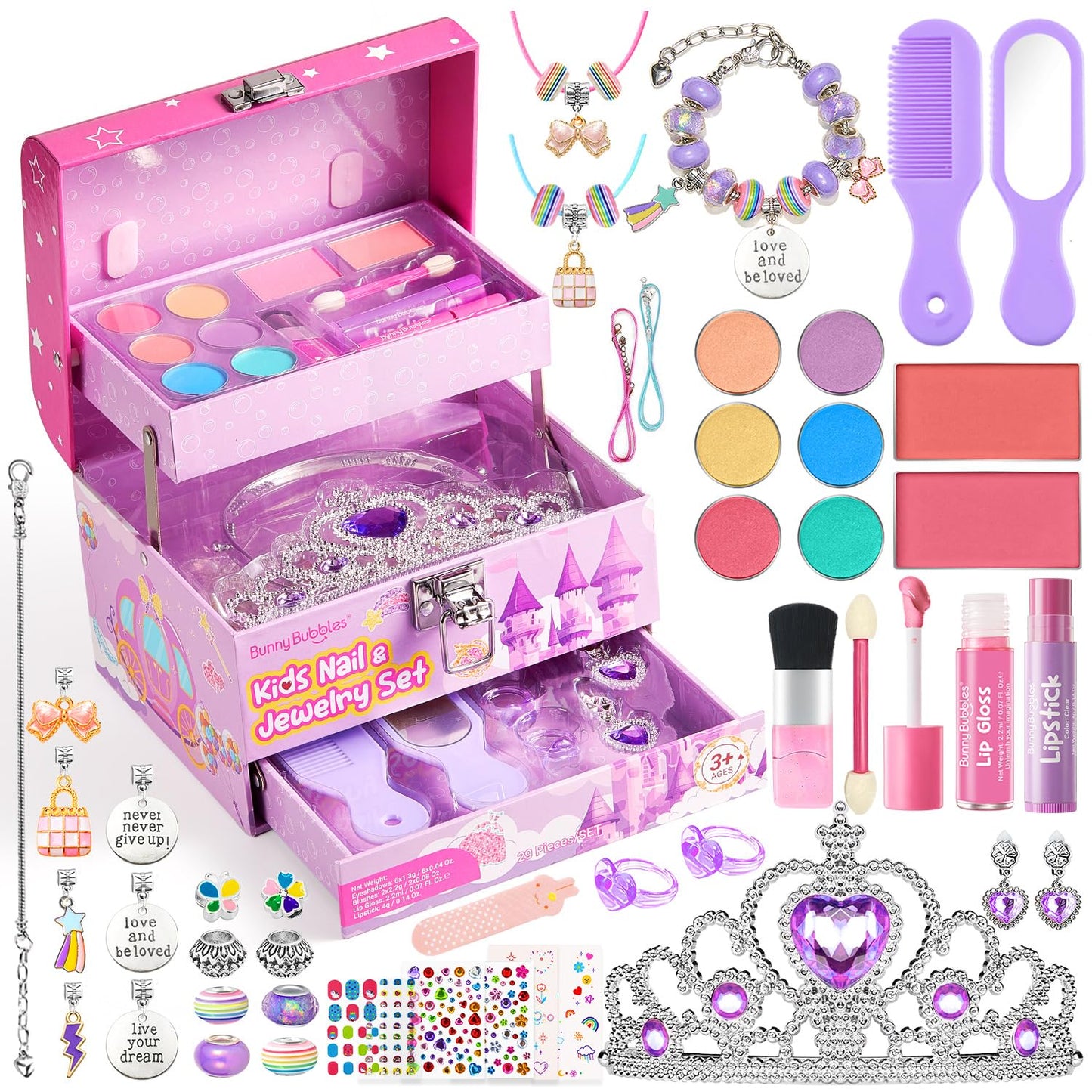 Kids Washable Makeup Kit with Mirror & Jewelry