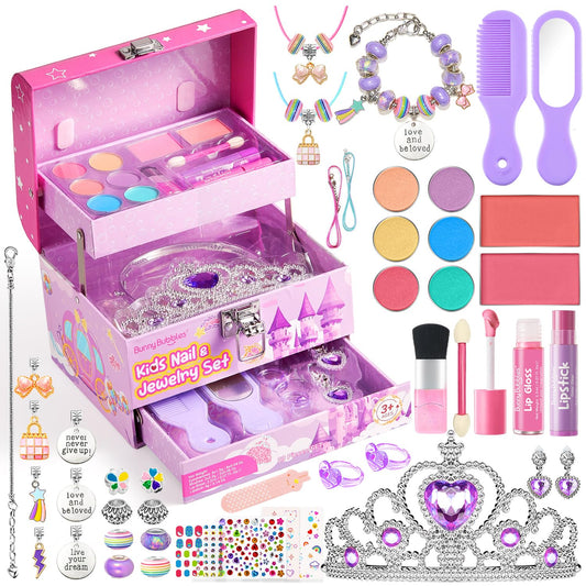 Kids Washable Makeup Kit with Mirror & Jewelry