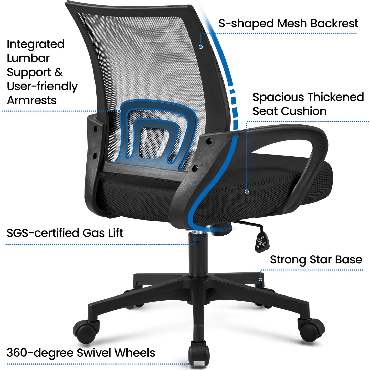 Ergonomic Mesh Office Chair with Lumbar Support