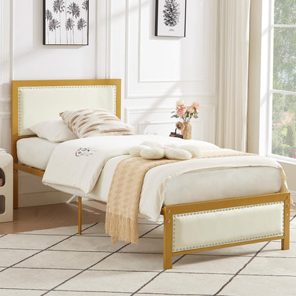 Twin Size Bed Frame with Upholstered Headboard