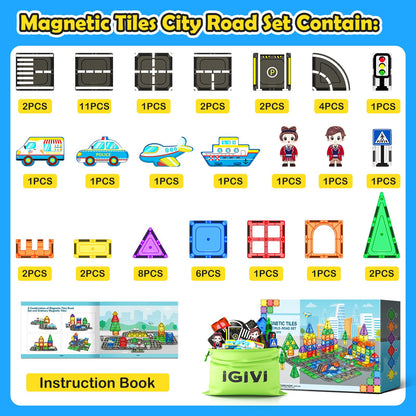 Magnetic Tiles Building Set with Magnet Car