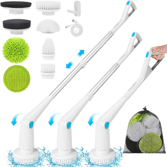 Cordless Electric Spin Scrubber with 8 Brush Heads