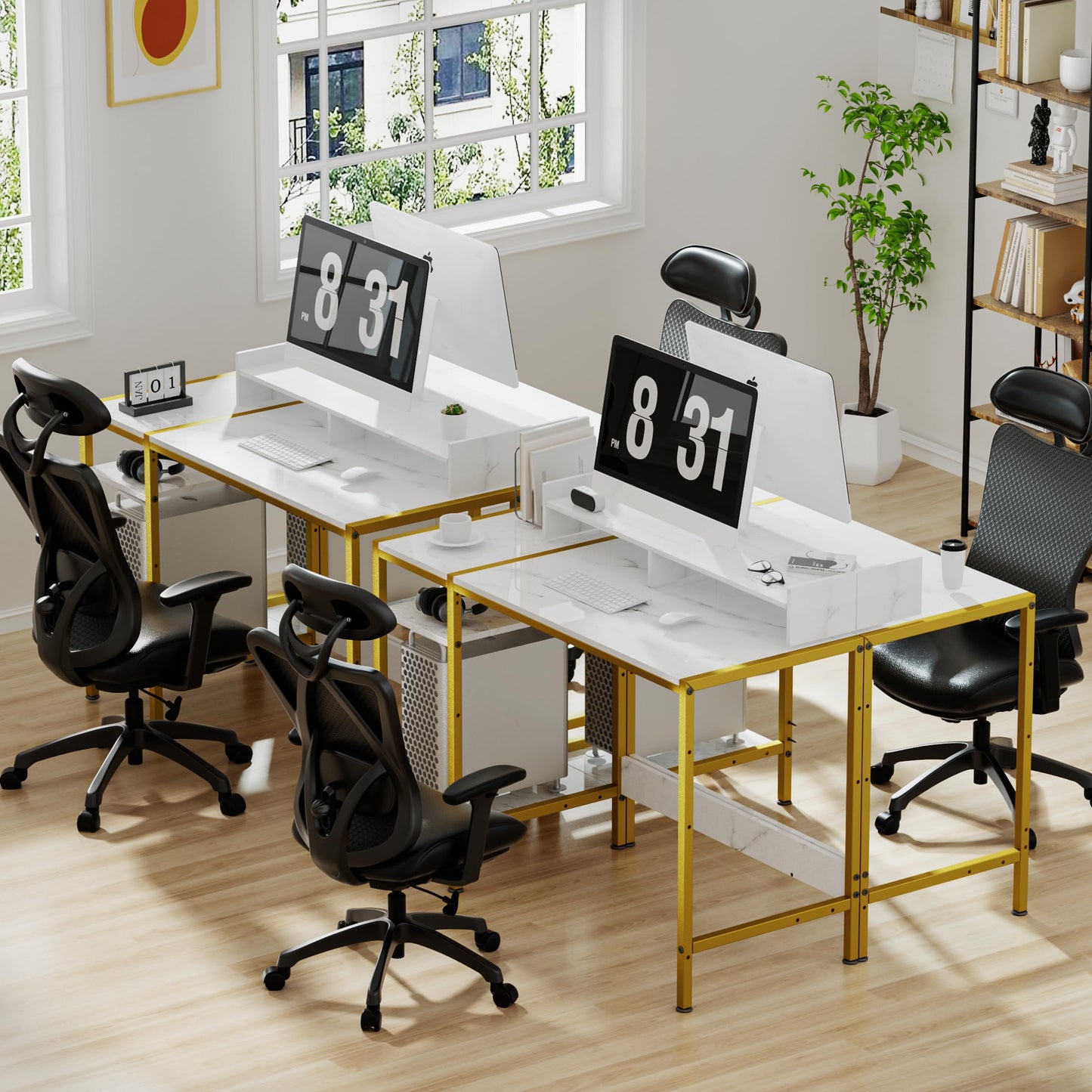 Gaming Desk with Monitor Stand and Storage