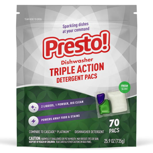 70 Count Presto! Dishwasher Pacs with Fresh Scent