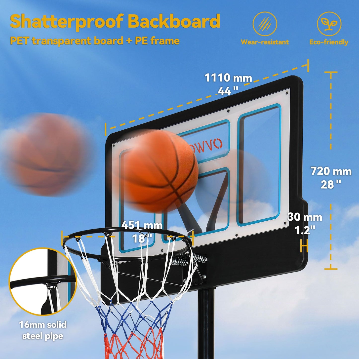 DWVO Adjustable 10FT Basketball Hoop for Outdoors