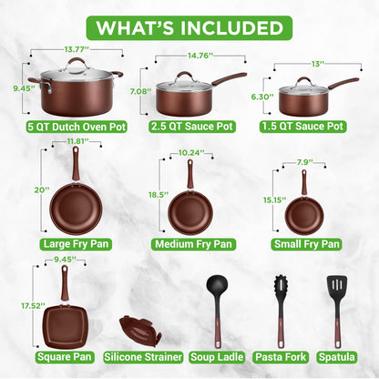 NutriChef 20-Piece Non-Stick Cookware Set