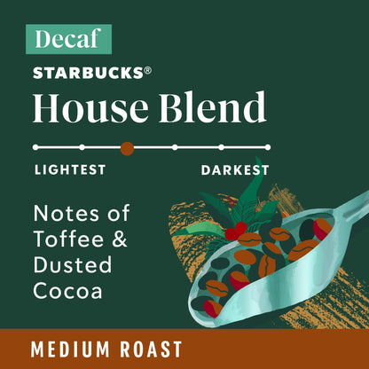 Starbucks Decaf K-Cup Coffee Pods, House Blend for Keurig Brewers, 1 box (40 pods)