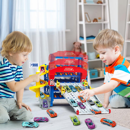 10 Cars Parking Track Toy for Boys Ages 3-8