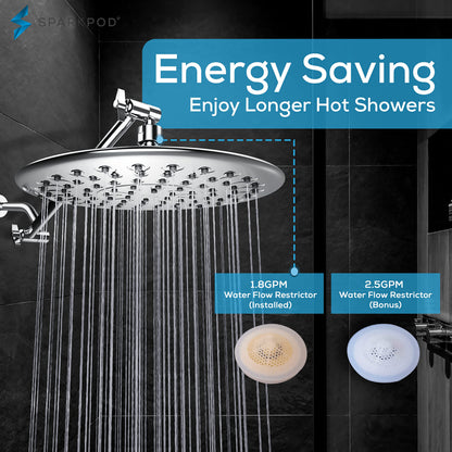 SparkPod 9.5" Rain Shower Head with Anti-Clog Nozzles