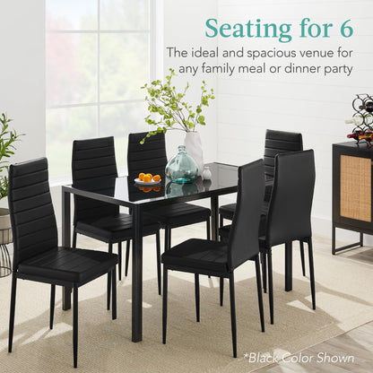 Best Choice 7-Piece Glass Dining Set - White