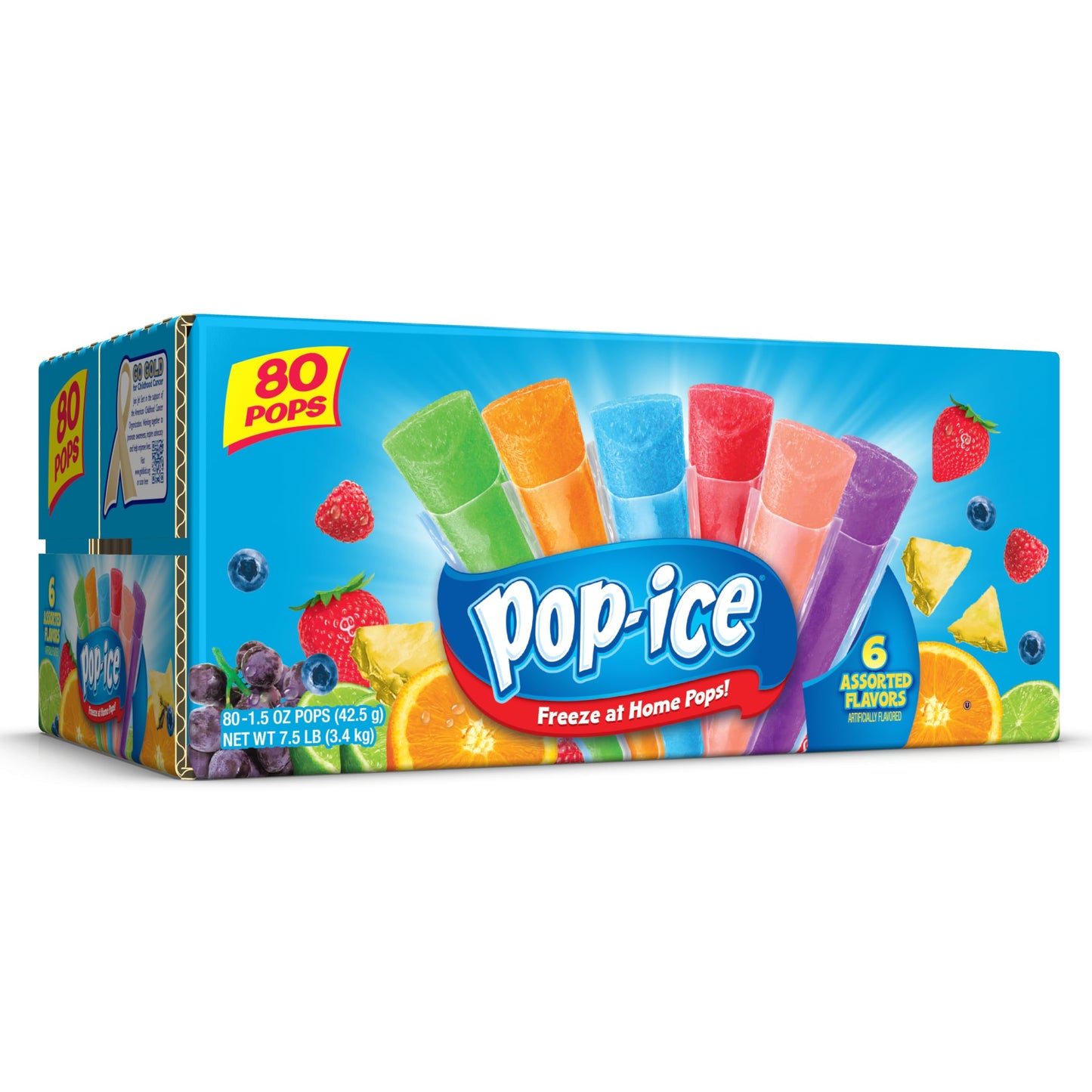 POP-ICE Assorted Flavor Freezer Bars, 80 Count
