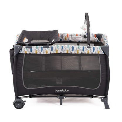Pamo Babe Portable Travel Crib for Toddlers, Baby Playpen with Bassinet and Changing Table(Blue)
