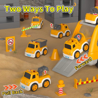 Newcrave Toddler Toys for 2 3 4 5 Year Old Boys, 8 in 1 Construction Trucks Vehicle Playset with Play Mat, Construction Truck Toddler Toys Car for 1 2 3 4 5 Year Old Boys Birthday Gifts