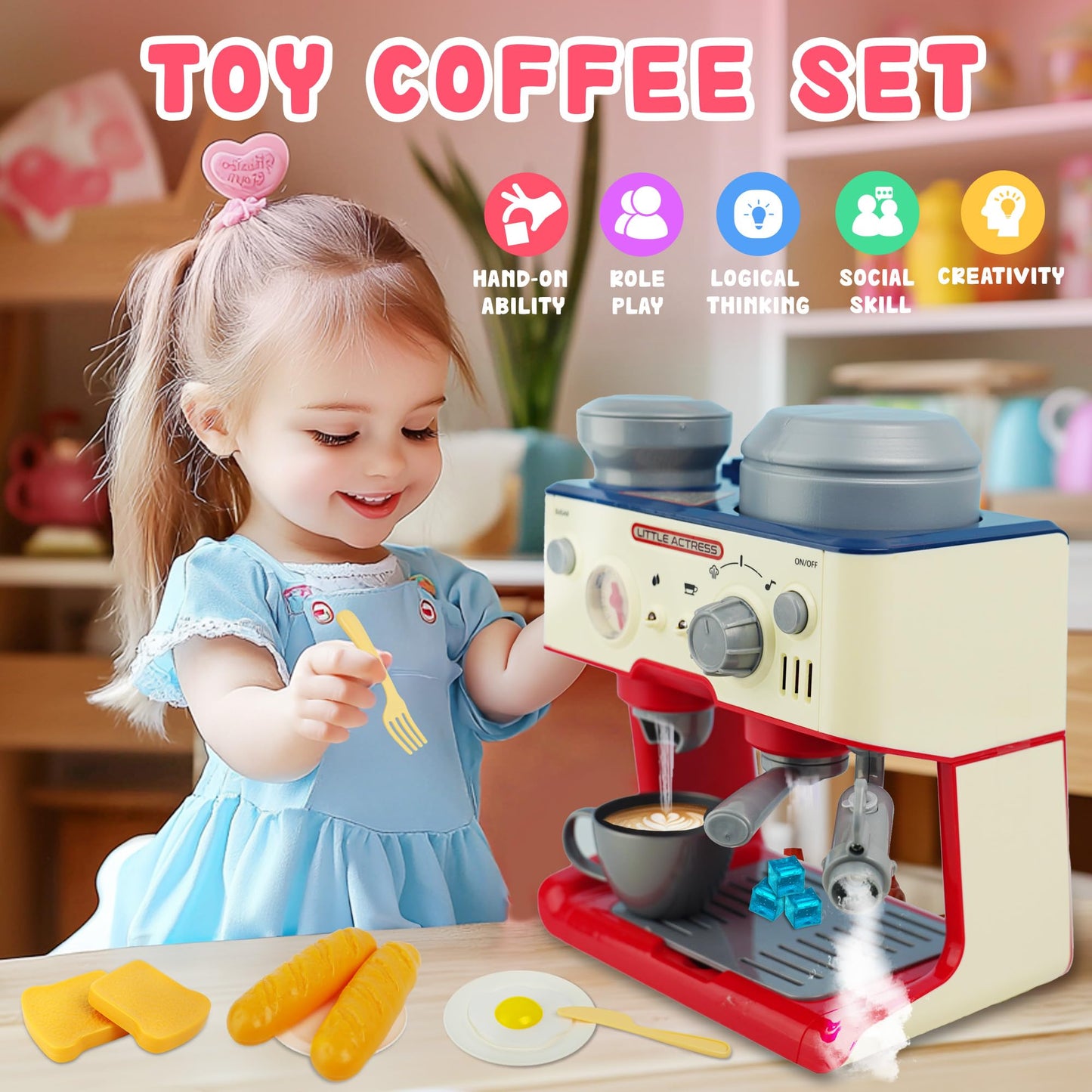 Kids Coffee Maker Playset with LED Sound