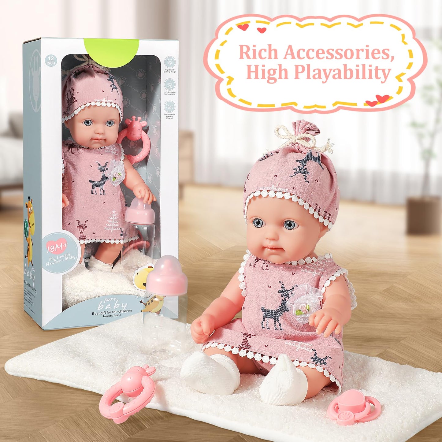 TICTTGA 12in Baby Doll Set with Accessories