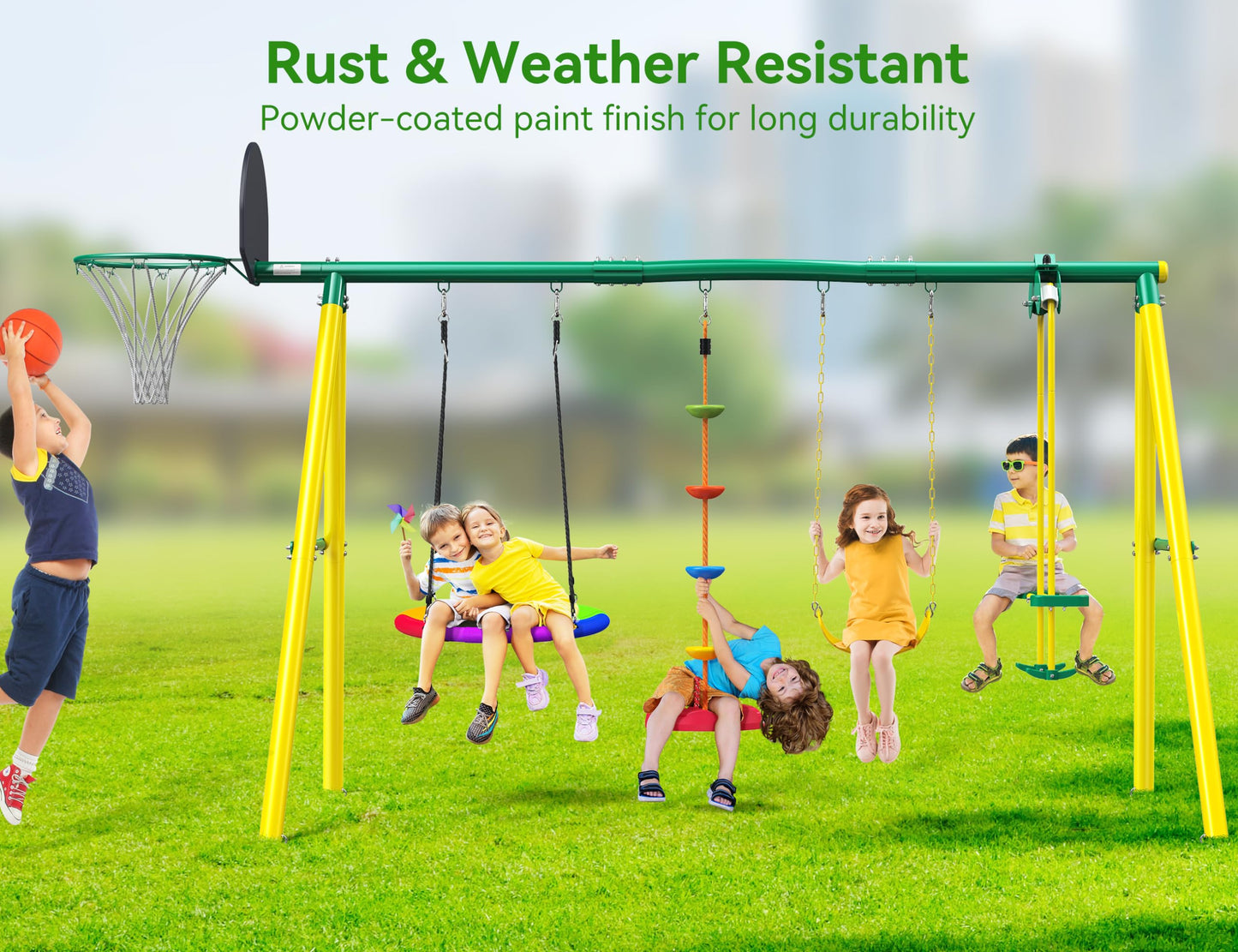Osoeri 5-in-1 Kids Outdoor Swing Set